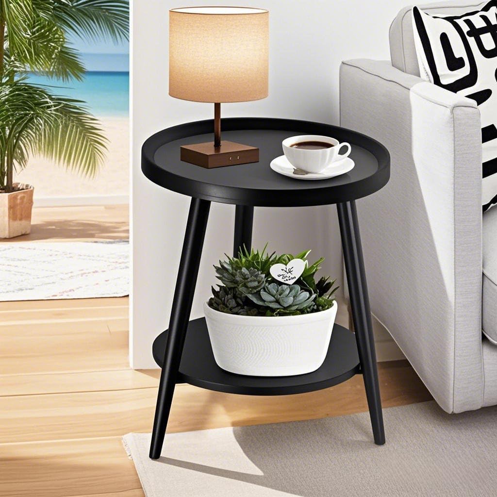 Small Round Side Table, 2-Tier Mid Century Modern Side Table, Round End Table Small Side Table for
