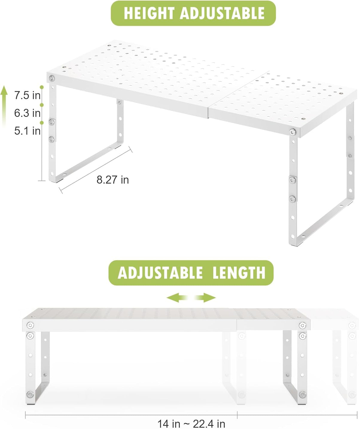 Expandable Cabinet Organizer Shelf With Adjustable Height, Stackable Kitchen Countertop Organizer
