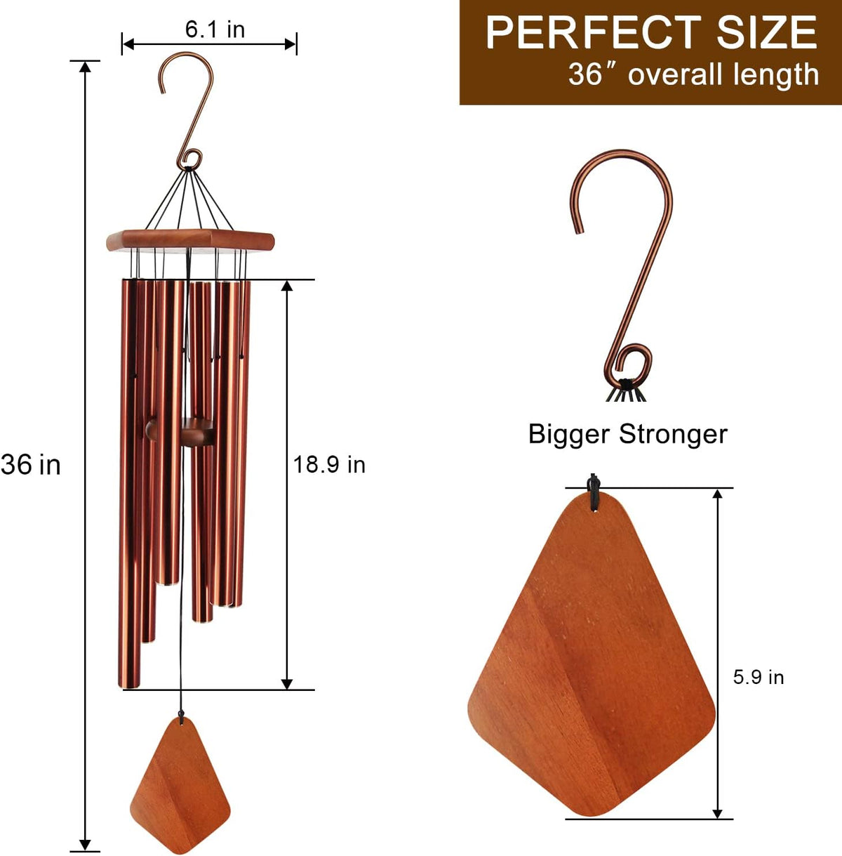 ASTARIN Wind Chimes Outdoor Large Deep Tone, Large Windchimes for Outside with 6 Tubes Tuned