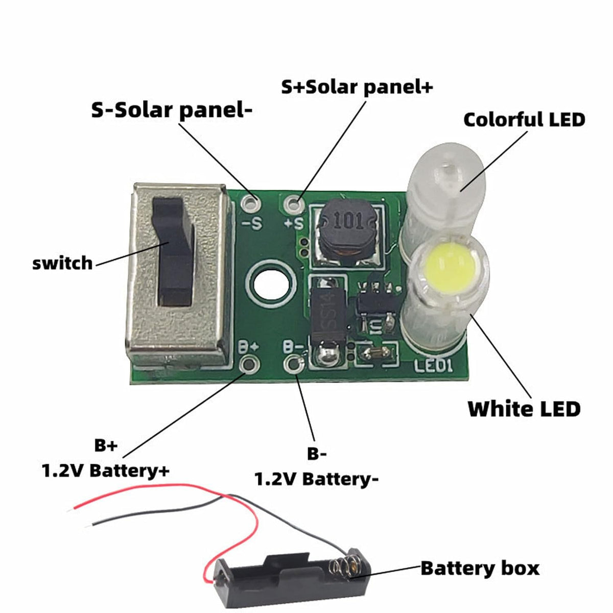 Solar Light Control Panel Kit 1.2V Solar Light Control Board Charging PCB Solar Lawn Lamp Control