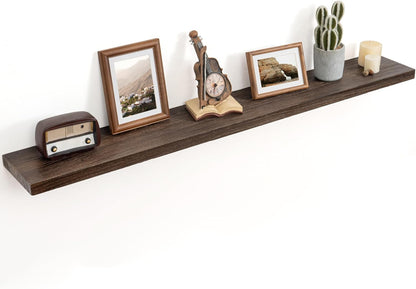 Floating Shelves for Wall Decor, 8 Inch Deep Rustic Solid Elm Wood Floating Shelves Wall Mounted