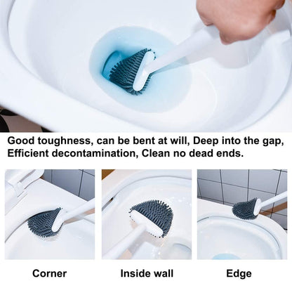 Sellemer Toilet Brush and Holder Set for Bathroom, Flexible Toilet Bowl Brush Head with Silicone