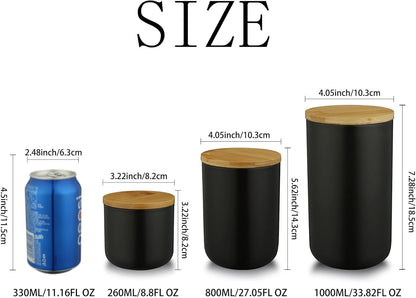 Ceramic Food Storage Jar Canister Modern Design Food Canisters with Airtight Seal Bamboo Lid, Loose