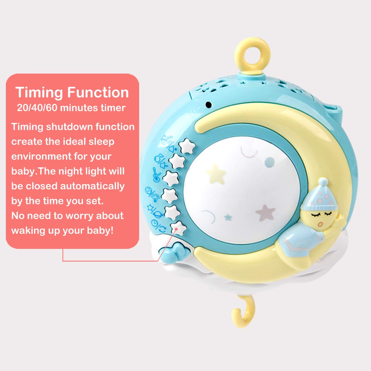 Mini Tudou Baby Musical Mobile Crib with Music and Lights, Timing Function, Projection, Take-Along