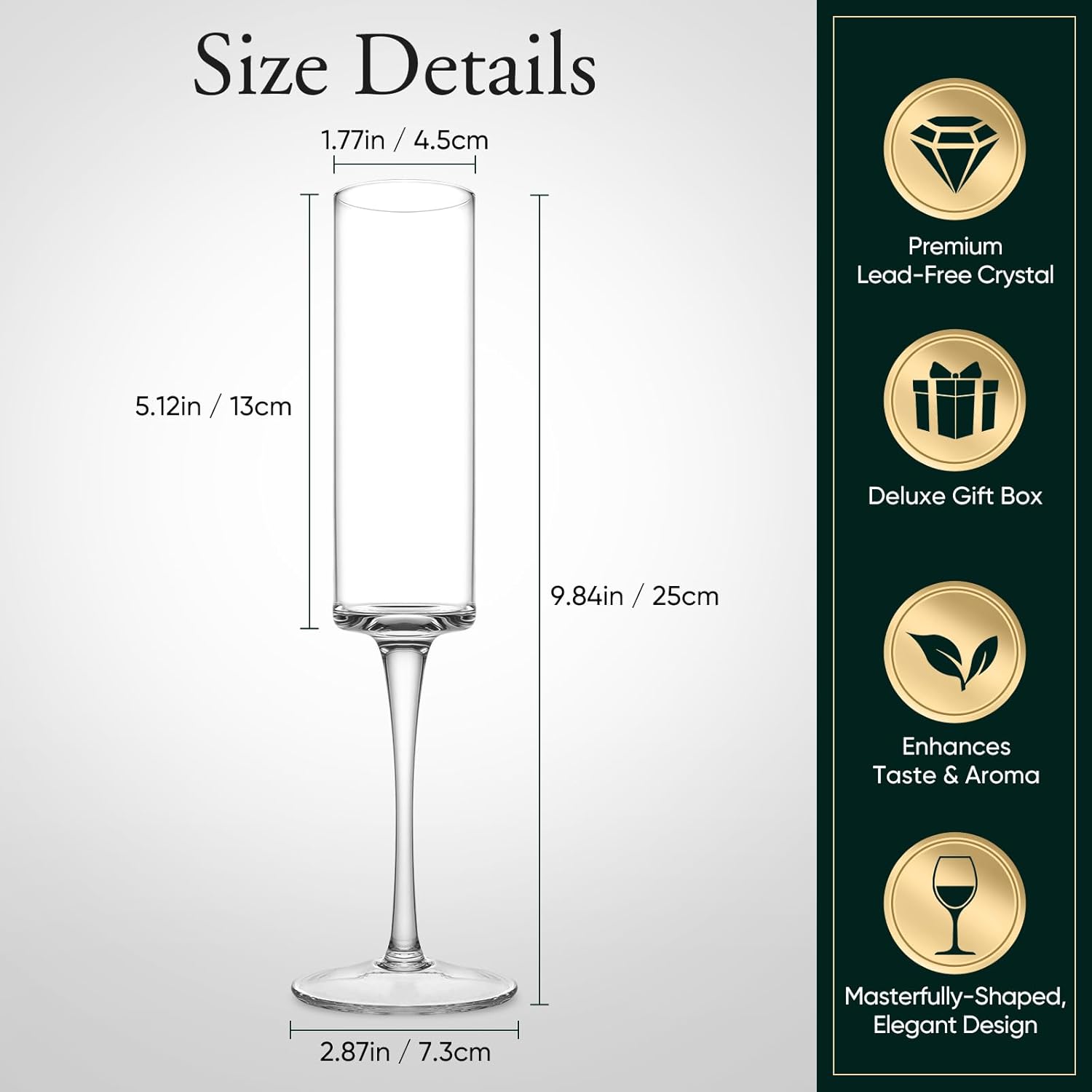 JYB&XY Champagne Flutes Set of 6 Hand Blown Elegant Champagne Glasses With Long Stem Elegant