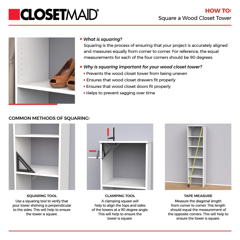 ClosetMaid SuiteSymphony Wood Closet Organizer Kit with Tower, (3) Hang Rods, (5) Shelves