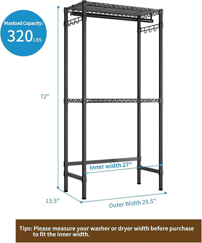 Over Washer and Dryer Shelves,2 Tier Adjustable Height Wire Shelving Laundry Room Storage