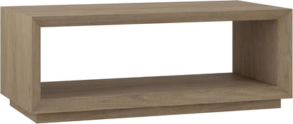 Henn&Hart 48" Rectangular Coffee Table with Open Storage Shelf for Living Room, Family Room, or