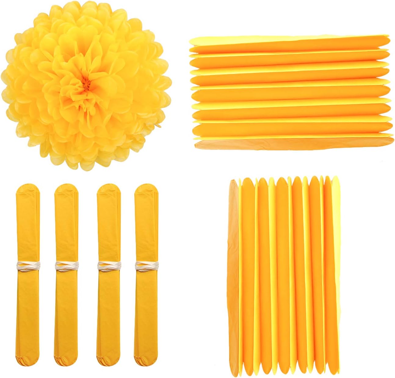 MISU 10" Yellow Tissue Pom Poms DIY Tissue Paper Flowers for Birthday Wedding Baby Shower Tea Party