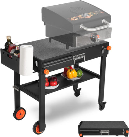 Portable Outdoor Grill Table, Folding Grill Cart Solid and Sturdy, Blackstone Griddle Stand Large