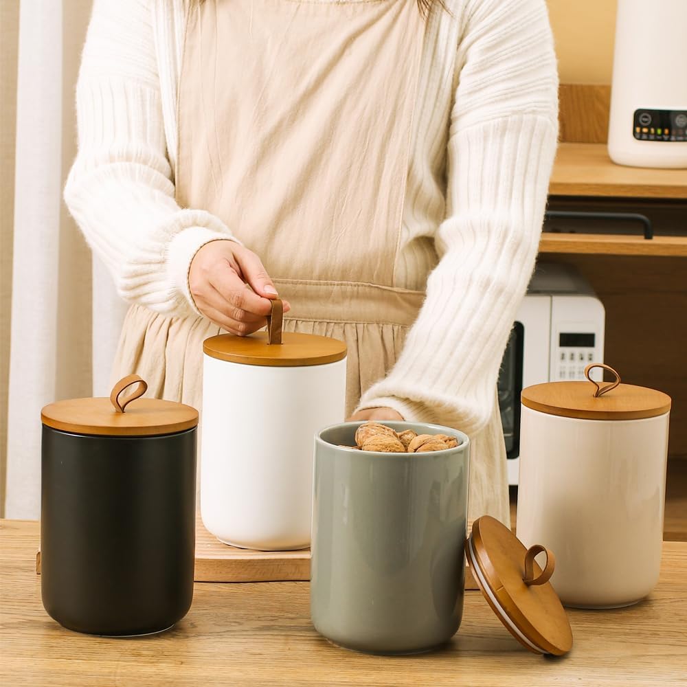Large Ceramic Storage Jars, Modern Elegant Highly Polished Airtight Gorgeous Storage Canisters with