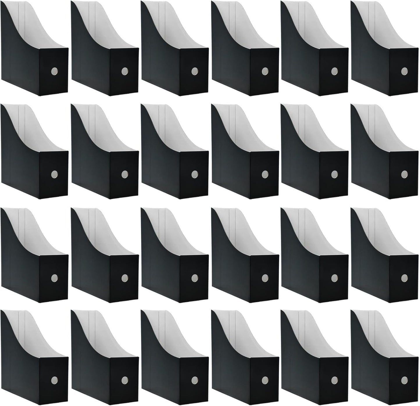24 Pack Black Cardboard Magazine Holder, Sturdy Book Bins for Classroom Library, 10.6'' ×10.2''