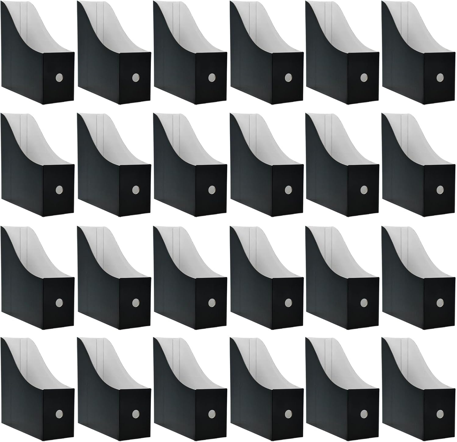 24 Pack Black Cardboard Magazine Holder, Sturdy Book Bins for Classroom Library, 10.6'' ×10.2''