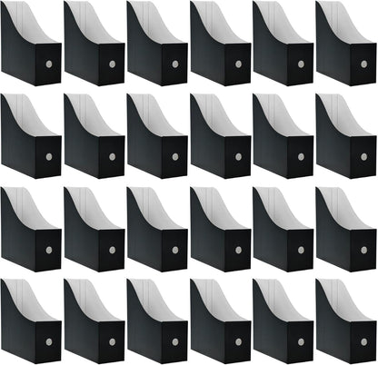 24 Pack Black Cardboard Magazine Holder, Sturdy Book Bins for Classroom Library, 10.6'' ×10.2''