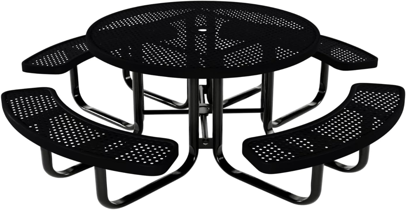 Coated Outdoor Furniture Heavy-Duty Portable Outdoor Kids Table with Umbrella Hole, Punched Steel