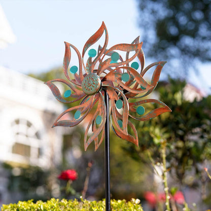Viveta Metal Wind Spinners Outdoor,Vintage Kinetic Wind Spinner Garden Pinwheels with Metal Stake