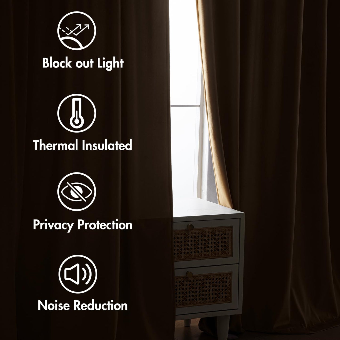 MIULEE Gold Velvet Curtains 96 inches 2 Panels - Luxury Room Darkening Window Drapes for Bedroom