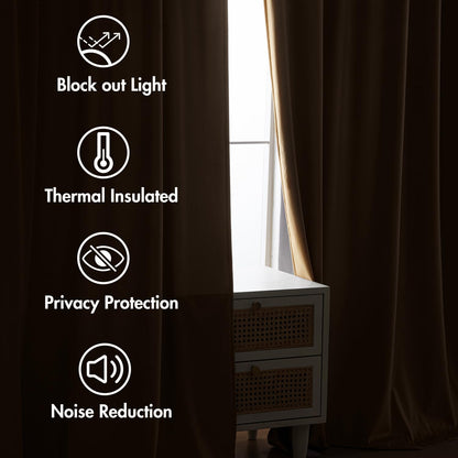 MIULEE Gold Velvet Curtains 84 inches 2 Panels - Luxury Room Darkening Window Drapes for Bedroom
