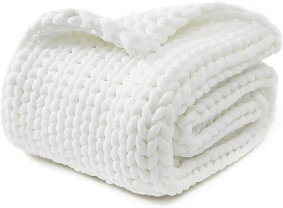 YnM Chunky Throw Blanket, Medium-Weight, Hand Knitted, Skin Friendly, Ventilated and Breathable