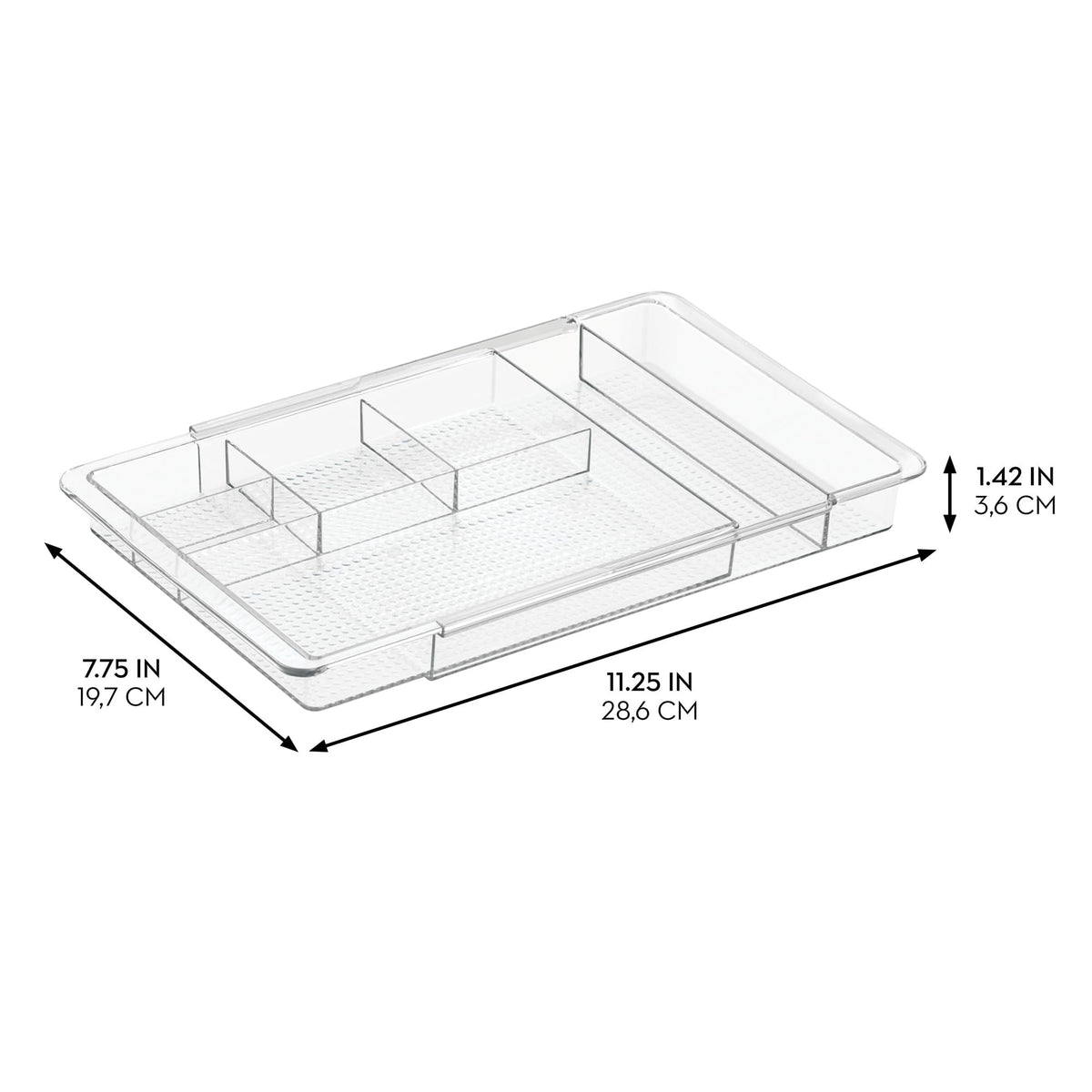 iDesign Expandable Makeup Drawer Organizer, Shallow Tray for Bathroom or Vanity Storage - Clear