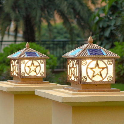 Solar Post Cap Light Modern Outdoor Fence Deck Column Cap Lamp Fence Deck Pillar Lantern Outside