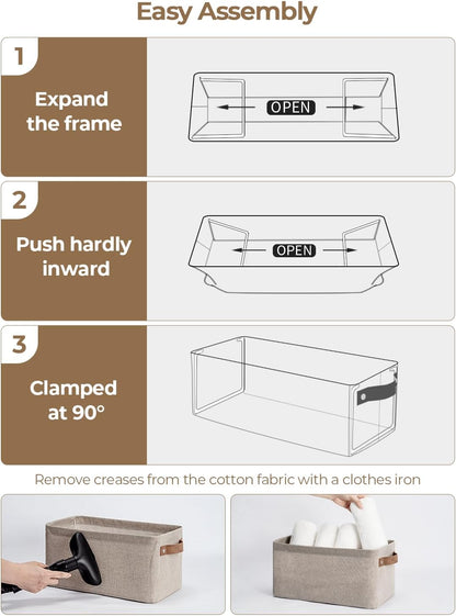 StorageWorks Narrow Storage Bins, Small Basket for Closet and Shelves, Rectangular Fabric Organizer