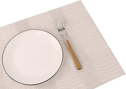 Waterproof PU Placemats, Faux Leather Hardboard Place Mats, Set of 8 Table Mats, Easy to Clean