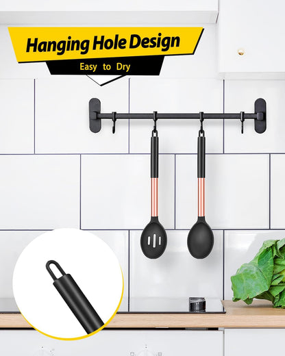 Pack of 2 Large Silicone Cooking Spoons,Non Stick Solid Basting Spoon,Heat-Resistant Kitchen