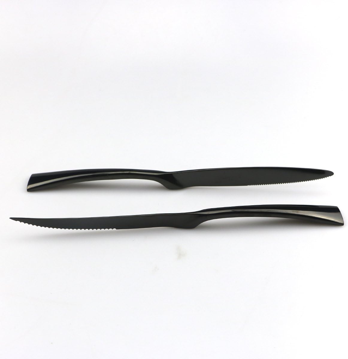 JASHII 18/10 Stainless Steel 24 Piece Mirror Polished Black Flatware Set,Dinner Knife Steak Knife