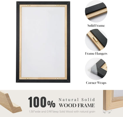 Framed Black and White Abstract Canvas Wall Art, Large Modern Art Prints Paintings Artwork for