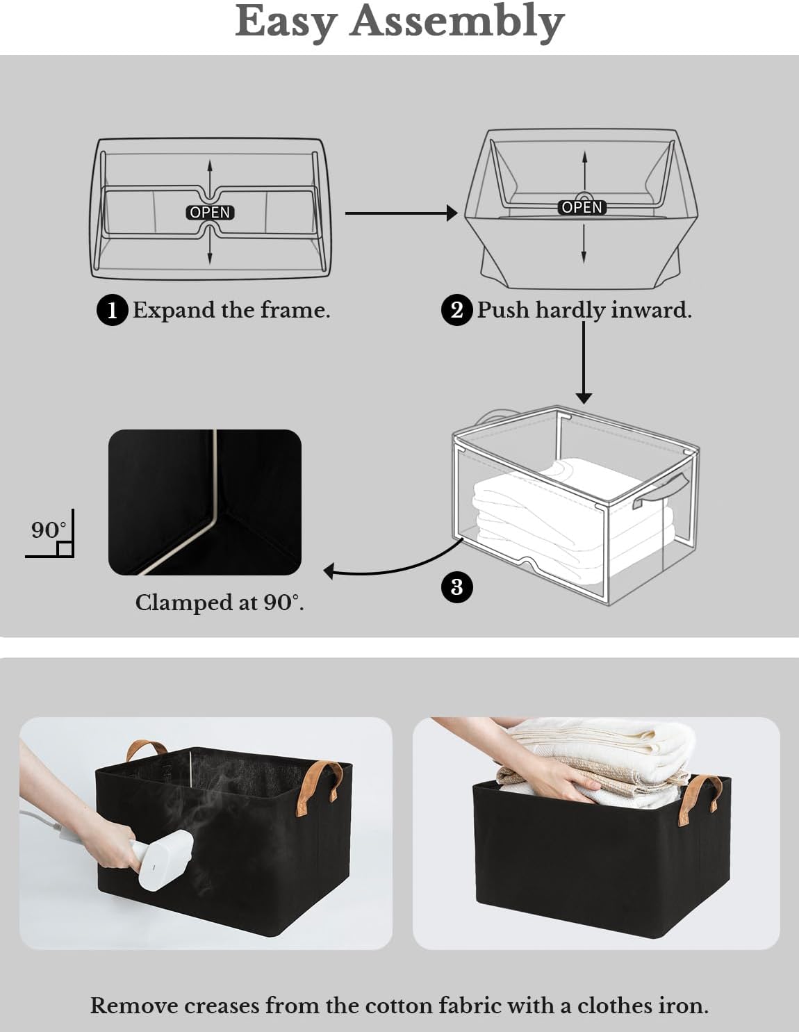 StorageWorks Storage Bins, Fabric Storage Bins for Shelves, Extra Large Storage Baskets with Metal