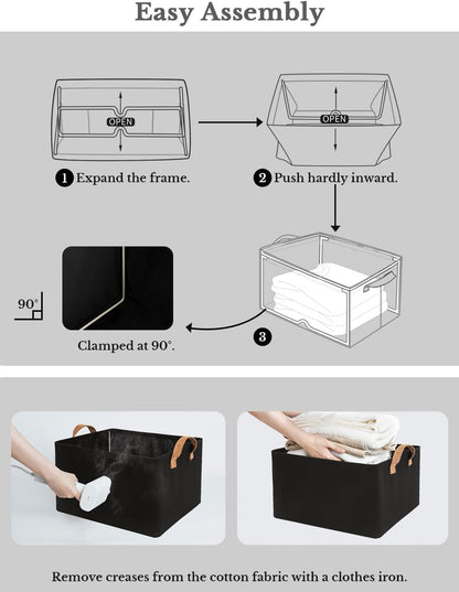 StorageWorks Storage Bins, Fabric Storage Bins for Shelves, Extra Large Storage Baskets with Metal