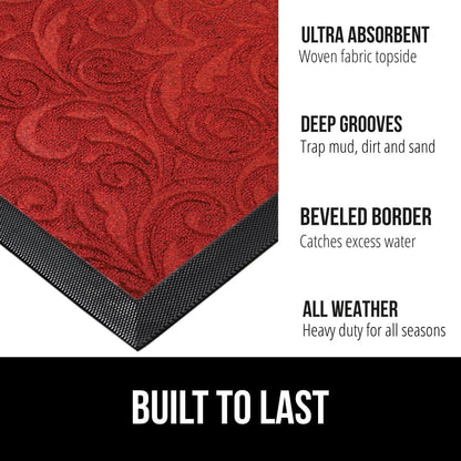 GORILLA GRIP 100% Waterproof All-Season WeatherMax Doormat US Designed Natural Rubber, Stain and