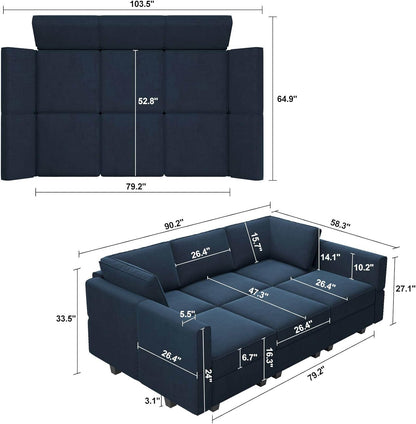 Belffin Modular Velvet Sectional Sofa with Chaise Lounge Sectional Sleeper Sofa with Storage Chaise