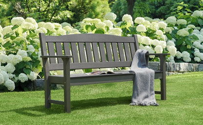 Psilvam 3-Person Outdoor Memorial Bench, All-Weather Poly Lumber Garden Bench, Rot-Resistant