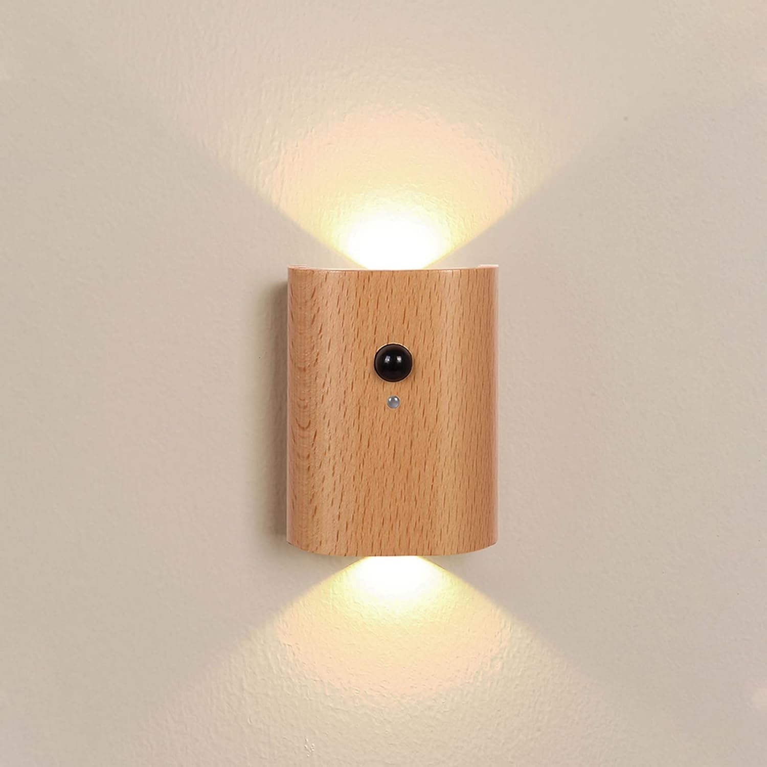 LANDGOO White Ash Wood Night Light Step Light - Smart Motion Sensor Stair Lighting, Rechargeable