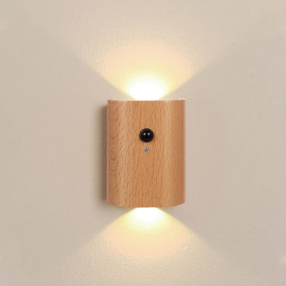 LANDGOO White Ash Wood Night Light Step Light - Smart Motion Sensor Stair Lighting, Rechargeable