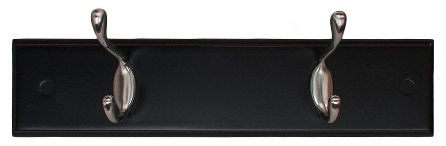 kieragrace Connor Coat Rack with 2 Brushed Nickel Hooks, 12-Inch, Black