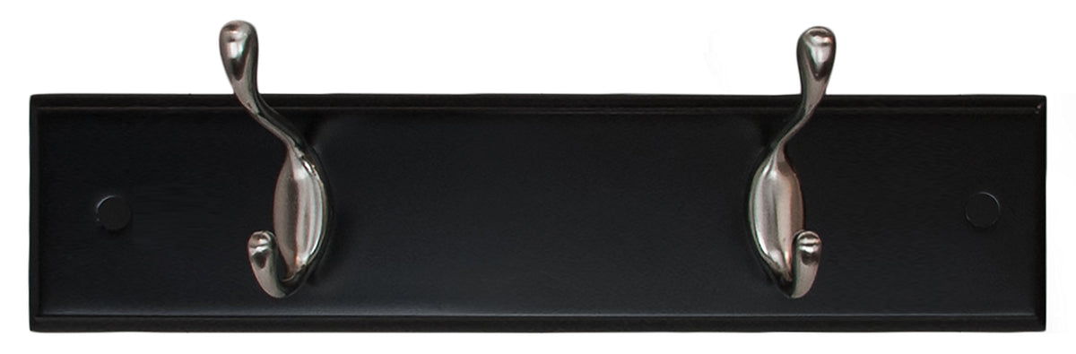 kieragrace Connor Coat Rack with 2 Brushed Nickel Hooks, 12-Inch, Black