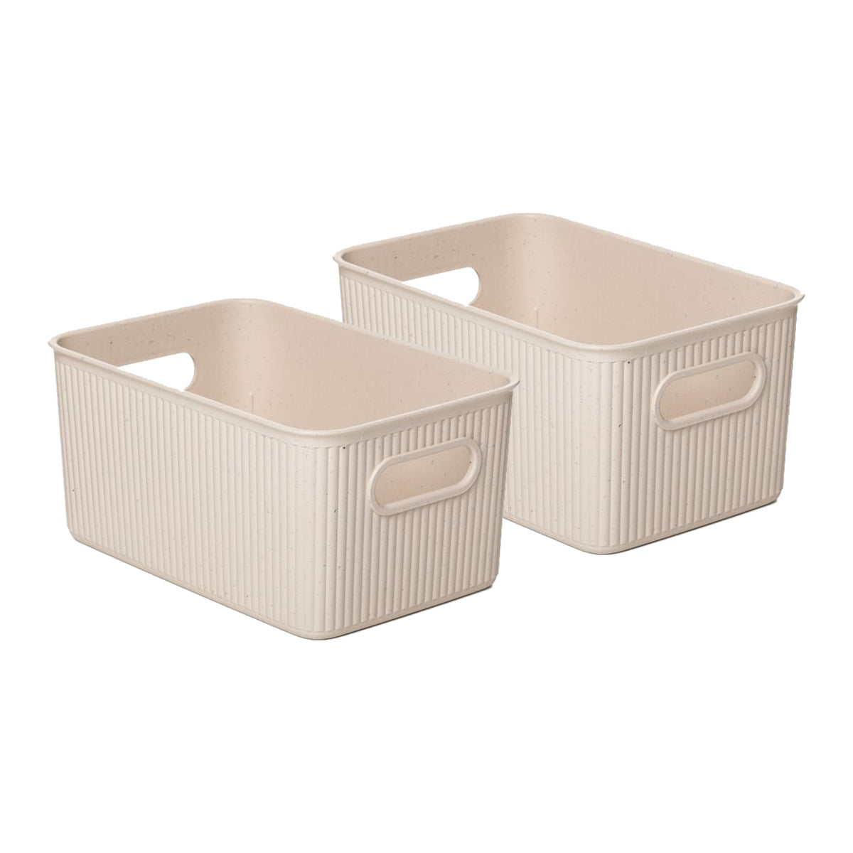 Superio Eco-Friendly Decorative Plastic Basket Open Home Storage Bins Organizer Baskets, Medium (2