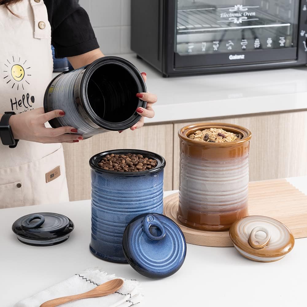 Nihow Ceramic Food Storage Jar Sets: Container with Air Tight Ceramic Lid for
