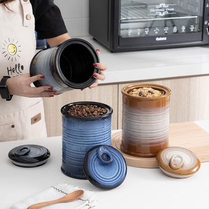 Nihow Ceramic Food Storage Jar Sets: Container with Air Tight Ceramic Lid for