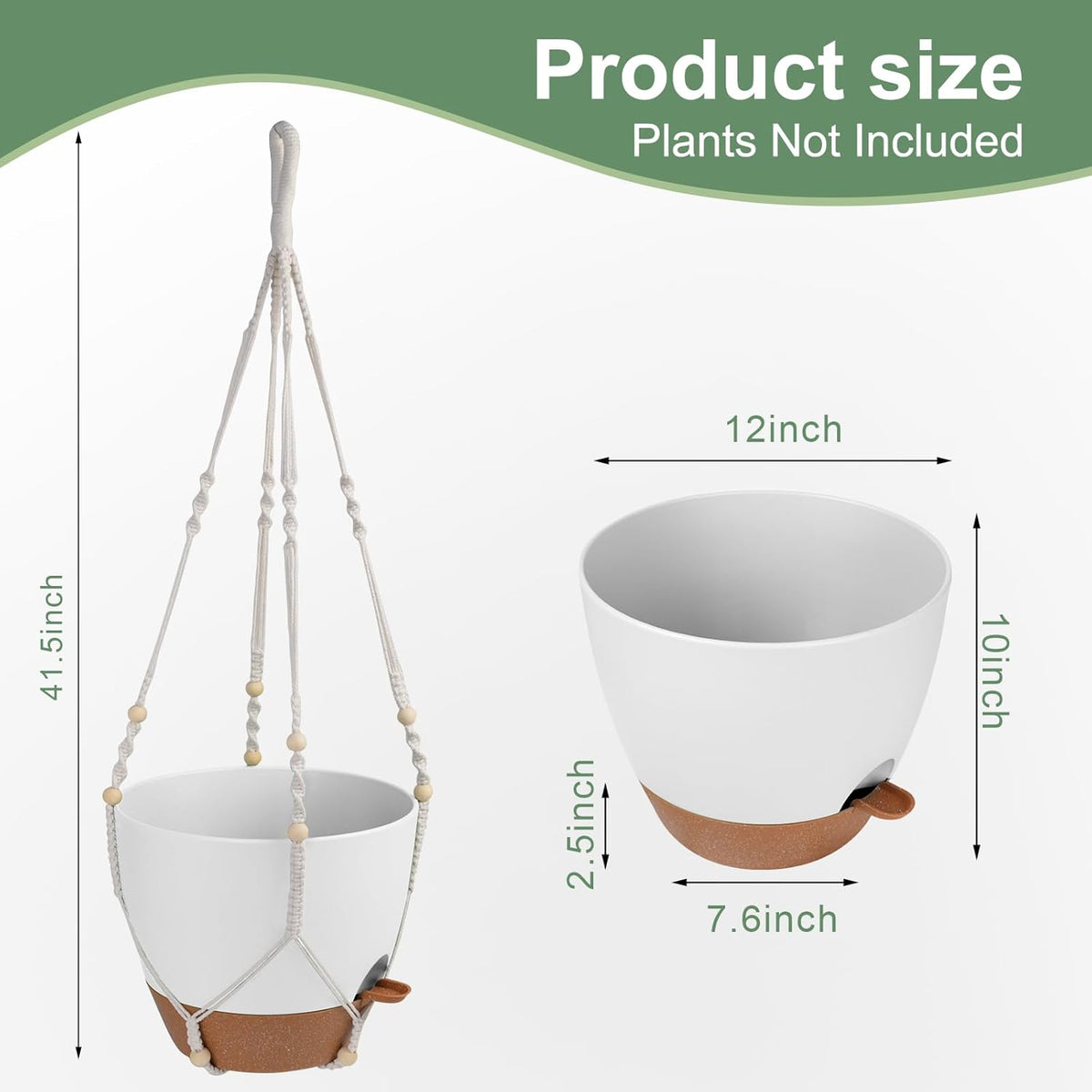 41.5 Inch Macrame Plant Hanger Indoor Outdoor with 12 Inch Flower Pot, Hanging Planter for Plants
