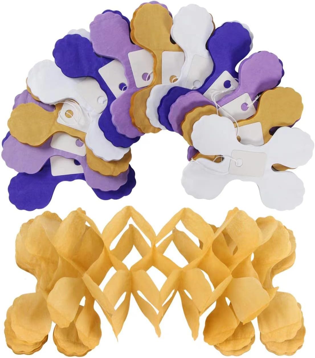 Purple-Gold Party Decorations Garland Streamers - 12pcs White Purple Lavender Graduation 4-Leaf