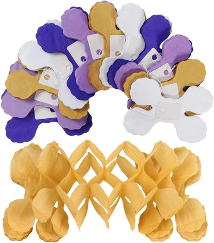 Purple-Gold Party Decorations Garland Streamers - 12pcs White Purple Lavender Graduation 4-Leaf