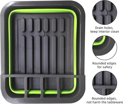 THANSTAR Collapsible Dish Drying Rack for RV Campers Portable Dinnerware Drainer Organizer for