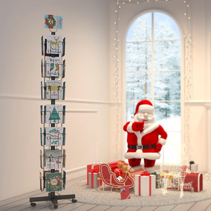 28 Pockets Countertop Rotating Greeting Card Rack, 7 Tier magazine Display Stand Rotating magazine