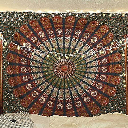 Bless International Handmade Indian hippie Bohemian Psychedelic Peacock Mandala Wall hanging