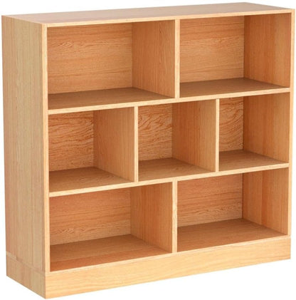 IOTXY Open Shelf Low Bookcase - Wooden 3-Tier Floor Standing Display Cabinet Organizer with Base, 7