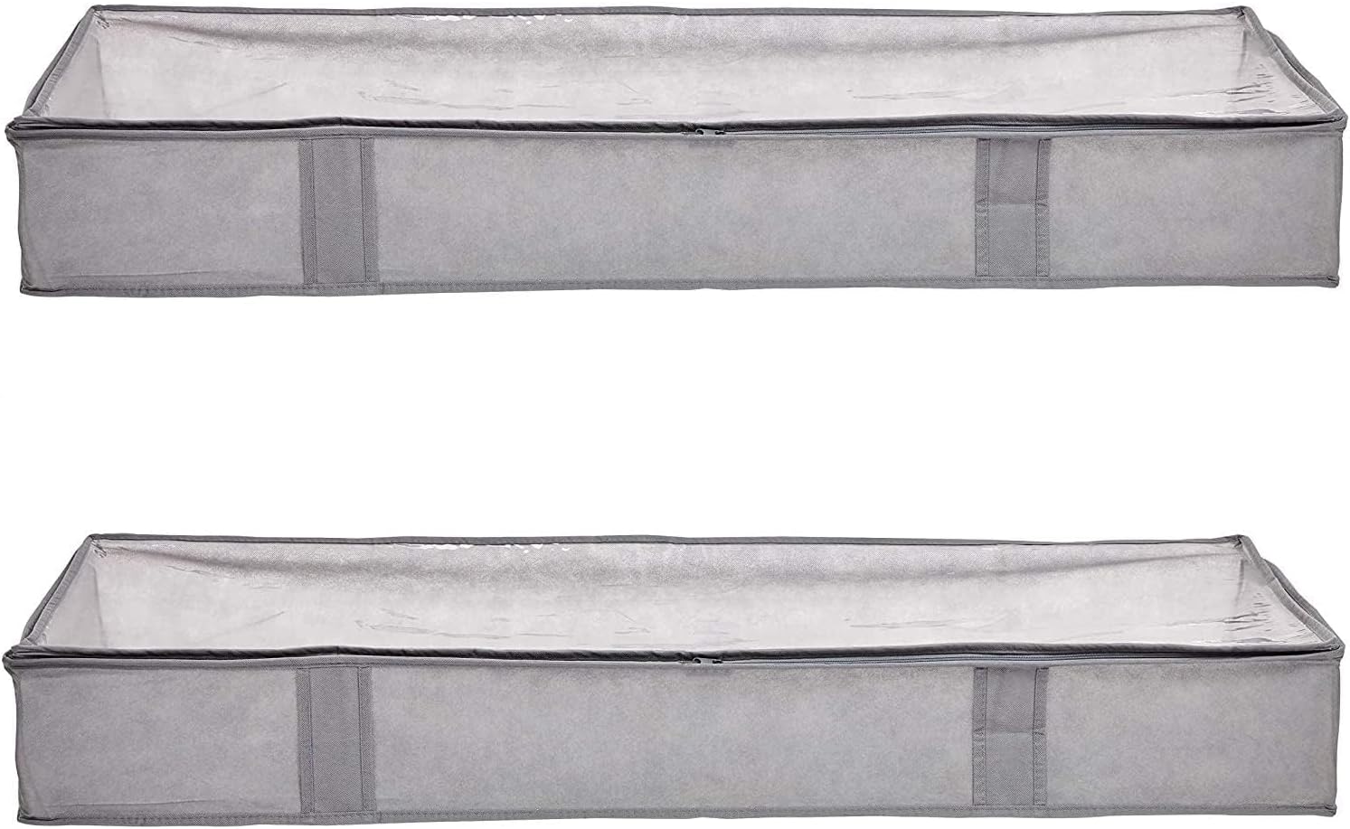 Amazon Basics Under Bed Fabric Zipper Blanket Storage Container Bags with Window and Handles